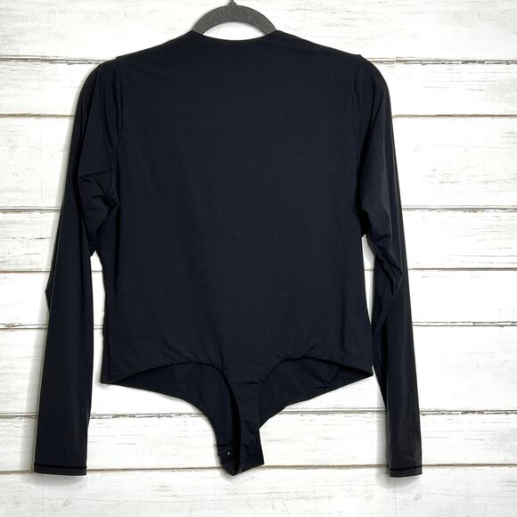Skims Long Sleeve Plunge V Neck Bodysuit Dark Grey Plus Size 2X - Picture 3 of 7